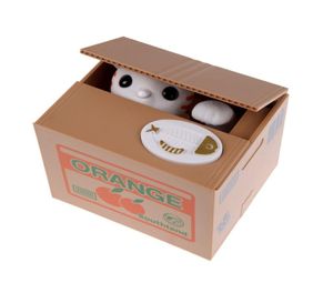 Automatiserad besparing White Cat Money Box Funny Piggy Bank för mynt Söt katt äter pengar myntbank kreativ kreativ super bedårande cat9385014