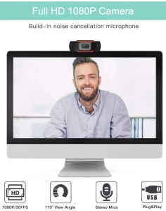 ウェブカメラ1080p 720pフルHDウェブカメラ付きマイク付きUSBプラグカメラPCコンピュータMacラップトップライブストリーミングミニカメラ用