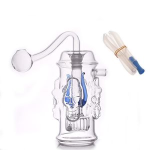 Wholesale Creative alien Skull smoking water bong pipe Colorful 10mm female glass dab rig bongs hookah with oil burner bowl & siliocne hose
