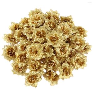 Flores decorativas Vorcool 50pcs Seda Rose Flower Heads Para Rosos de Roupas de Chapéu 45cm (Golden) Rosas pretas