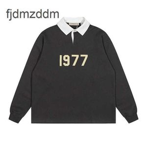 Herr designer hoodie jumper med långa ärmar 24 ny dimma dubbel linje high street 1977 tryckt stående krage unisex casual lös plysch trend