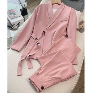 Großhandel Casual Formal Office Blazer Femme Temme Temperament Wide Leghose Sexy Business Women Set Set