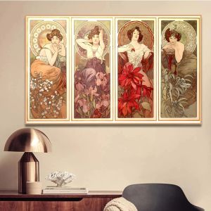 Alphonse Mucha Art Nouveau Poster Sexy Women Sexy Tela Stampato dipinto di Wall Art Picture Soggiorno Regalo per la casa