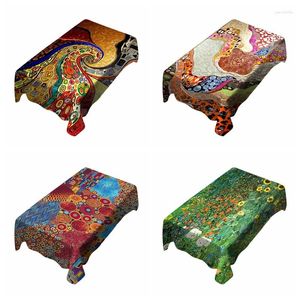 Tabela de mesa Klimt abstrato arte de estilo lustroso e degraus de ouro com texturas geométricas por hom me lili towloth retângulo