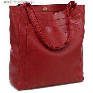 Andra väskor Kopplingsväskor Retro Solid Color Tote Bag Oil Leather PU Axelväska Multi Pockets Handväska för daglig användning