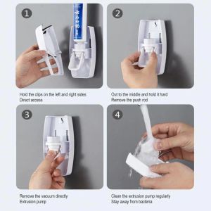 Badrum tandborste hållare dammtät automatisk tandkräm dispenser väggmonterad tandkräm pressare set klibbig sug