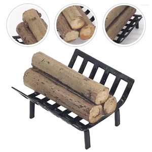 Dekorative Blumen Simulation Brennholz Rack Mini Kinder Minihouse Model Kinder Metall Outdoor -Möbel Holzspielset