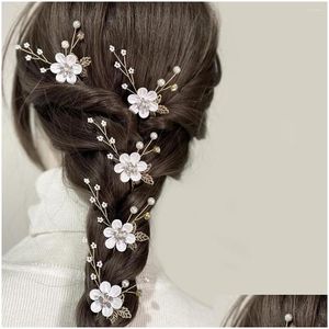 Hårklämmor Barrettes Powder Blue Flower Hairpin Combination Set av 5 tillbehör Bride Bridesmaid HeadBness. Släppleveranssmycken hai dhvgh