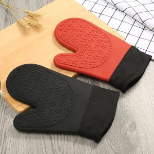 Силиконовые теплостойкие перчатки Приготовление барбекю Ганта Силиконовая кухня Микроволновая печь перчатки Домашние теплостойкие перчатки