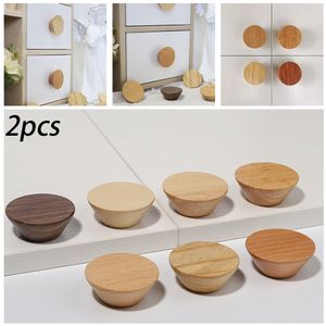 Wardrobe Knob Door Handle DIY Drawer Handles Multi-Coloured Nordic Style Round Handle Solid Wood 50*20mm 2Pcs/set