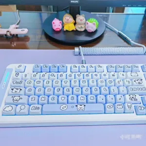 Accessories 139 Keys MOA Keycaps Gift for Girl Cute Key Cap Square Thermal Sublimation Mechanical Keyboard includ2.25 U 2.75U Split Spacebar