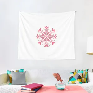 Tapissries Pink Christmas Snowflake 4/4 Tapestry Wall Hanging Room Decorations