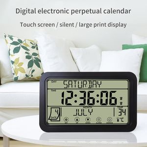 Grande numero Electronic Clock Tempement Humidità Display Snooze Alarm Clock Hanging/Desktop Digital Clock Battery