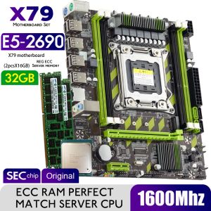 Motherboards Atermiter X79 Motherboard with XEON E5 2690 2*16GB = 32GB DDR3 1600MHZ 12800R REG ECC RAM Memory Combo Kit Set NVME SATA Server