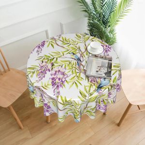 Tala de mesa Lavanda Flores florais Flores botânicas Redonda de toalhas de mesa Hummingbird no ramo de 60 polegadas