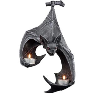 Black Bat Candle Holder Wall Hanging Sconce Sculpture Gotic Creative Candlestick Scary Harts Crafts Home Festival Decoration