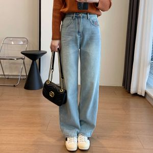 Mostra altezza Mostra gamba lunghezza chiara color denim lavata in denim alto gamba larga gamba dritta denim womens womens winver