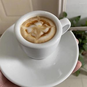 Tasse weiße Espresso Kaffeetasse mit Untertassen -Set 9mm dicker Keramikglasplatte Mini Arabisch Cappuccino Verkostungsbecher