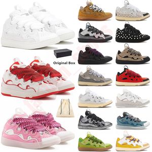 Designer Kausalschuhe Leder Bordstein Sneaker Männer Frauen Mode Schnüre-up Luxus geprägtes Leder Männer Trainer Kalb