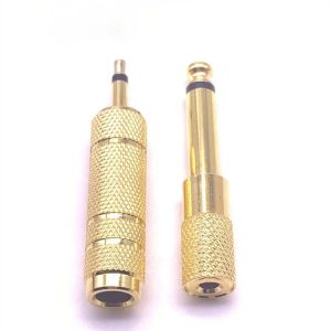 Adaptadores de áudio com plugue masculino mono de 635 mm para o adaptador feminino de 35 mm de ouro, com conector de plugue de 35 mm a 635mm