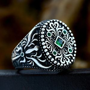 Anelli di sigillo turco fatti a mano in oro 14k vintage per uomini donne punk anello scolpito intagliato mistico zircone intarsio gioielli