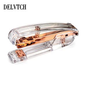 Stapler Transparent Stapler Fit For Metal 12# 24/6 Staples Rose Silver Color Office Accessories School Stationery Paper Binding Supplies