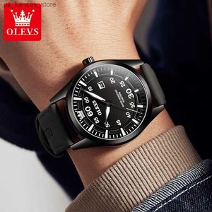 Wristwatches Watch Bands OLEVS Mens es Popular Fashion Original Quartz for Man Waterproof Frosted Leather Wrist Digital Big Dial240409