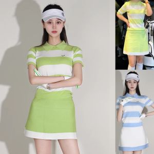 Swaddling Summer New Golf Women 's Set Short Sleeve Knitted Sweatwicking 통기성 얼음 느낌 TSHIRT 야외 캐주얼 빠른 건조 짧은 치마