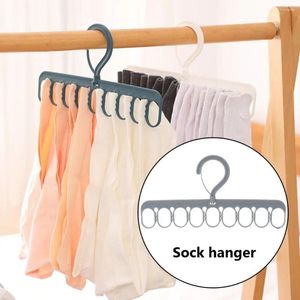 Hangers 2pcs 9 Löcher Platz sparende winddichte multifunktionale Multi-Port-Support-Trocknungsregal-Kleiderbügel-Socken Haken