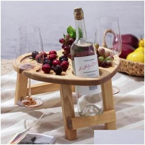 Camp Furniture Wine Mesa de vinho de praia Bandeja portátil de cama com pernas dobráveis Café da manhã para sofá Comer esportes de entrega de gota de trabalho ou dhk4g