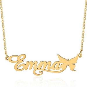 Pendant Necklaces Personalized Butterfly Customized Name Necklace Stainless Steel Necklace Customized Name Pendant Fashion Jewelry Womens GiftQ