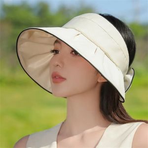 女性用の夏のuvproofサンハット韓国語バージョン空のトップブラックジェル大縁