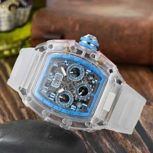 Women's Watches Luxury RM Märke Transparent akryl Fritid Sport Quartz Silikon Fashion Woman Watch Multifunction Man Kalenderpar Klockor 240409