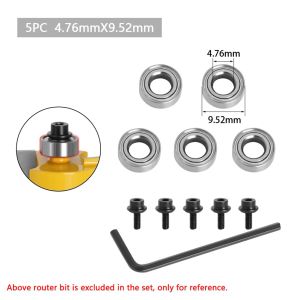 11/21/22pcs Hex Key Wrench Router Bit Bearing Set 12.7mm Router Bits Ball Bearings Woodworking Milling Cutter Bearing Accessory