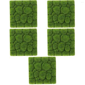 Dekorativa blommor 5st Artificial Moss Mat Simulation Rocks Wall Hanging Decoration Turf Panels Tile Grass Lawn For Home