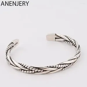 Bangle Anenjery Silver Color Woven Twist Bracelet для мужчин Женщины ретро корейские ручные украшения