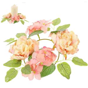 Candle Holders Cupboard Peony Flower Centerpieces Tables Rings Decor Artificial Flowers Wreaths Pillar Candles Cloth Winter Wedding