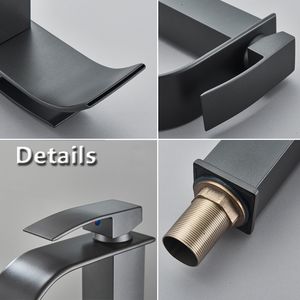 Shinesia Waterfall Basin Sink Faucets Black Faucets Brass Bath Faucet Hotcold Water Mixer Vanity Tap Deck Mounted Washbasin Taps