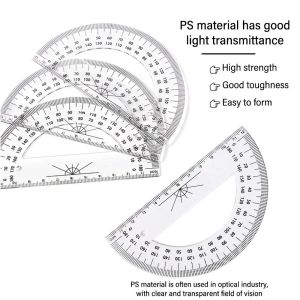 Transparent Set Square Hållbart plastutarbetningsverktyg Vinkelprotokaler med handtagsgeometri Triangel Ruler Studenter gåva