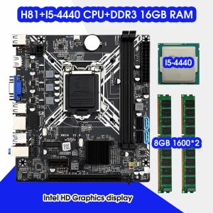 マザーボードH81メインボードキットLGA 1150 Intel Core I5 4440プロセッサDDR3 16GB（2 x 8GB）1600MHz RAMメモリセットを備えたスイート