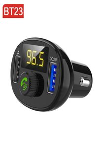 BT23 QC 3.0 Bluetooth Car Kit Quick Dual USB Car Charger FM Transmitter modulator o Music Mp3 Player Handsfree Car kit2556851