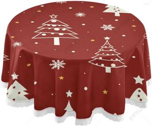 Table Cloth Christmas Trees Round Tablecoth Waterproof Wrinkle Resistant Washable Festivals Decorative Cover For Dining