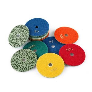 4" Diamond Wet Polishing Pads Discs Granite Marble Concrete Stone Grinding Abrasive Tool 50 150 300 500 1000 2000 3000 Grit