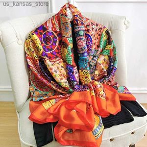 Lenços 180*90cm Espanha Luxuja lenço de seda feminino designer van gogh pintura a óleo xale de seda floral shraps ladros scards novo hijab240409
