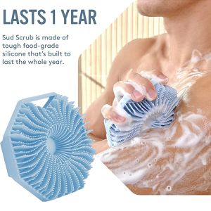 Silicone Body Scrubber Bath Brush With Ergonomic Handle Portable Shower Massage Cleaning Exfoliating