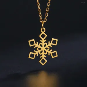 Pendant Necklaces Teamer Christmas Snowflake Pendants For Women Fashion Stainless Steel Choker Clavicle Chain Jewelry Party Holiday Gift