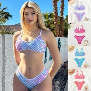 2024 Nya baddräkt Kvinnor Sexig mesh Bikini Swimsuit Instagram Beach Bikini
