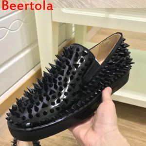 Boots Beertola New Men's Casual Shoes Designers Spikes Zapatos de Hombre 2019 Black Craved Moda