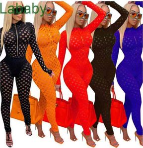 Women SUSuits Designer Designer Slim Sexy Ocesie Sexy Autumn Inverno Solido Cipper Stille Scacco prospettiva Rompers 5 Colours3784123