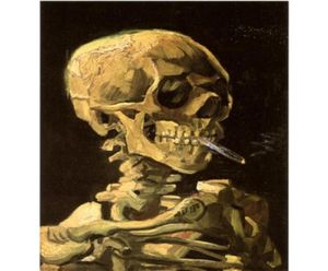 Famous Vincent Van Gogh Pinturas a óleo Reprodução Painted Skull com tela de cigarro queimada ART1284684